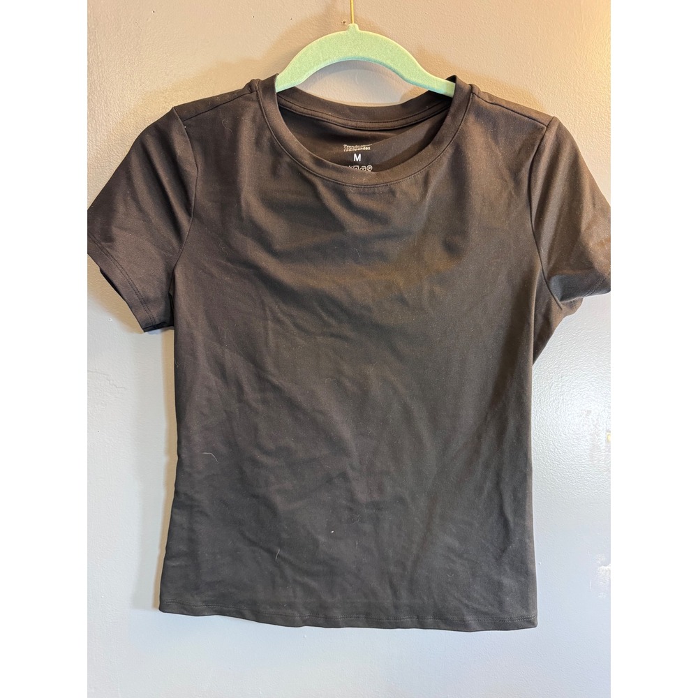 Trendy Queen Womens Black Short Sleeve Crewneck Slim Fit Spandex T-Shirt Size M